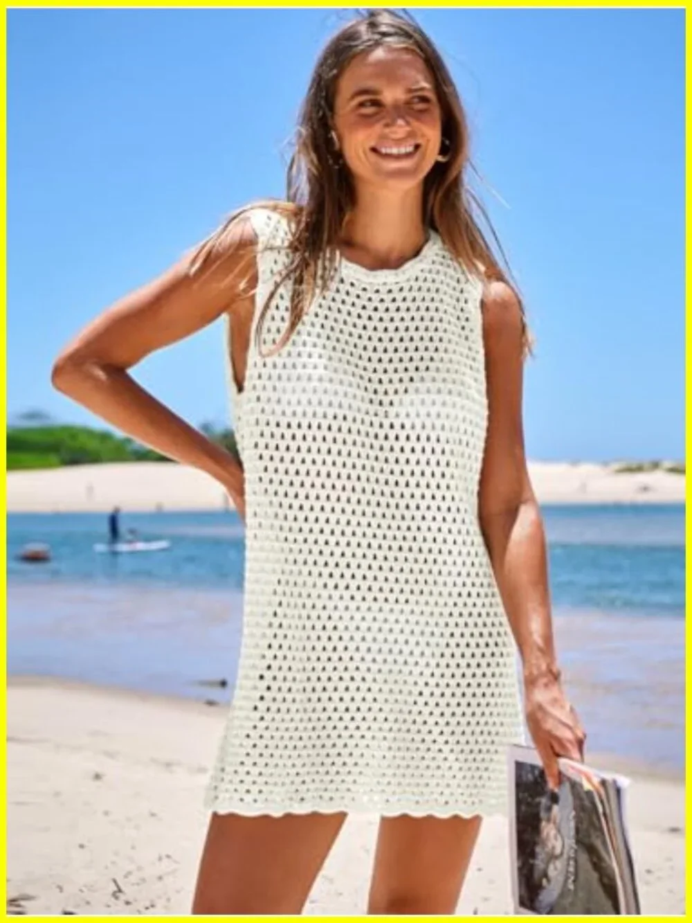 Sleeveless Knit Crochet Beach Dress Swimsuit Cover Up 100% Acrylic